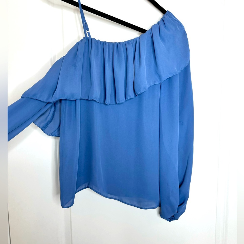 Parker off shoulder ruffled periwinkle blouses